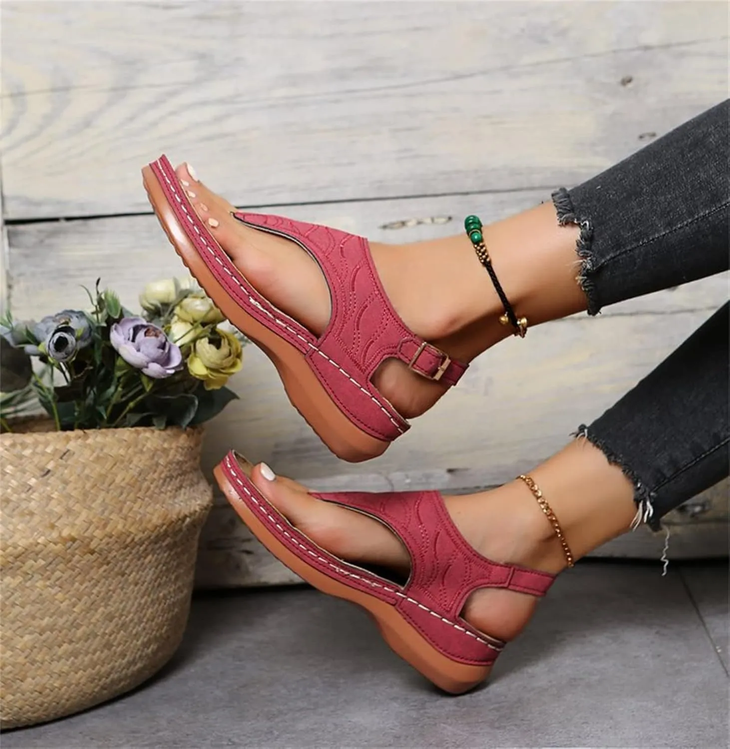 Ladmiple Orthotic Sandals For Women Wide Width Comfortable Orthopedic Slides Dressy Summer Flip Flops with Arch Support