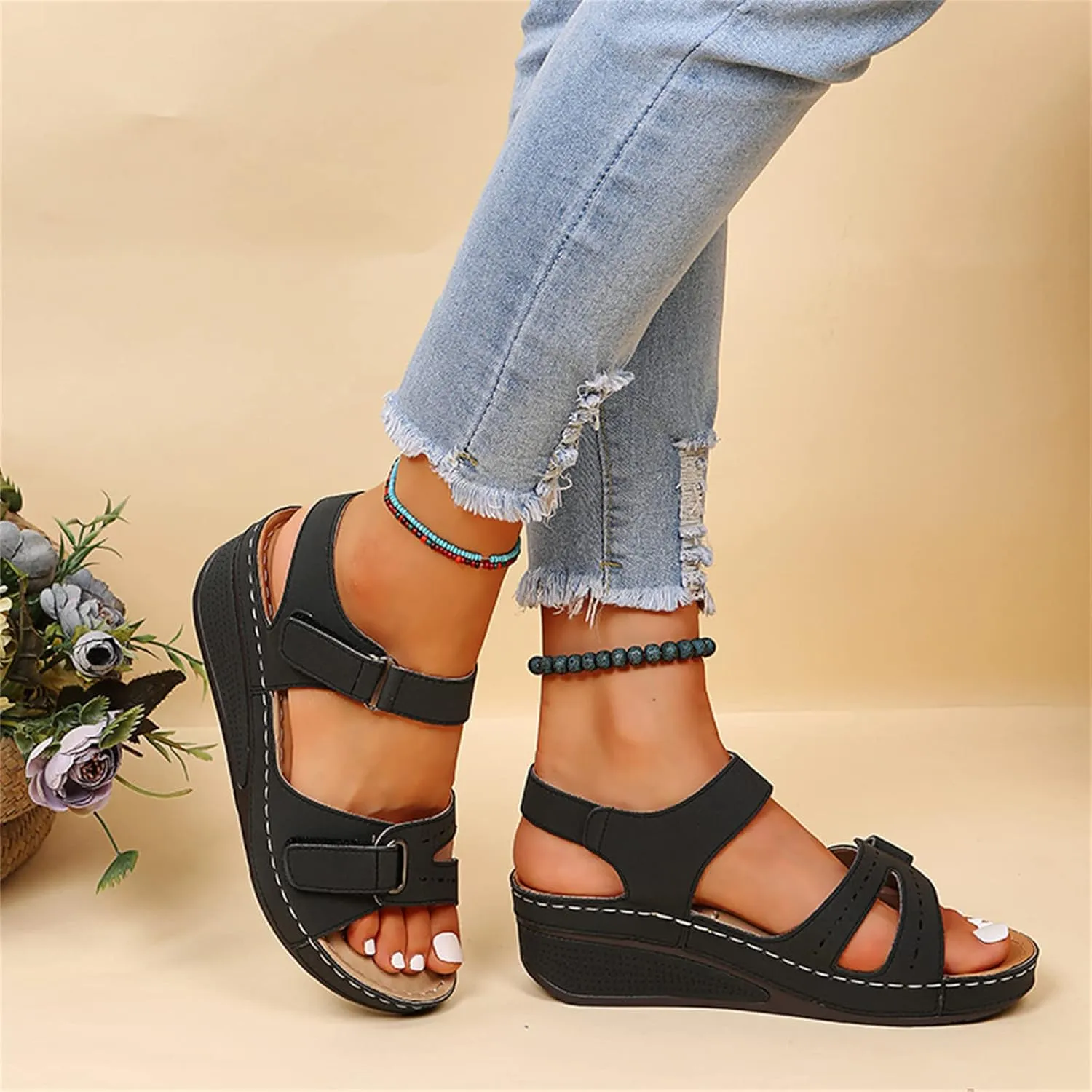 Ladmiple Orthotic Sandals For Women Wide Width Comfortable Walking Summer Orthopedic Slides Flip Flops with Arch Support