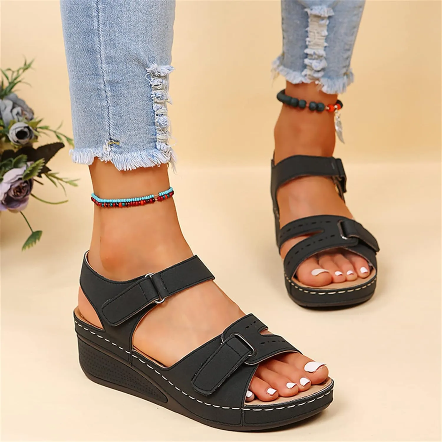 Ladmiple Orthotic Sandals For Women Wide Width Comfortable Walking Summer Orthopedic Slides Flip Flops with Arch Support