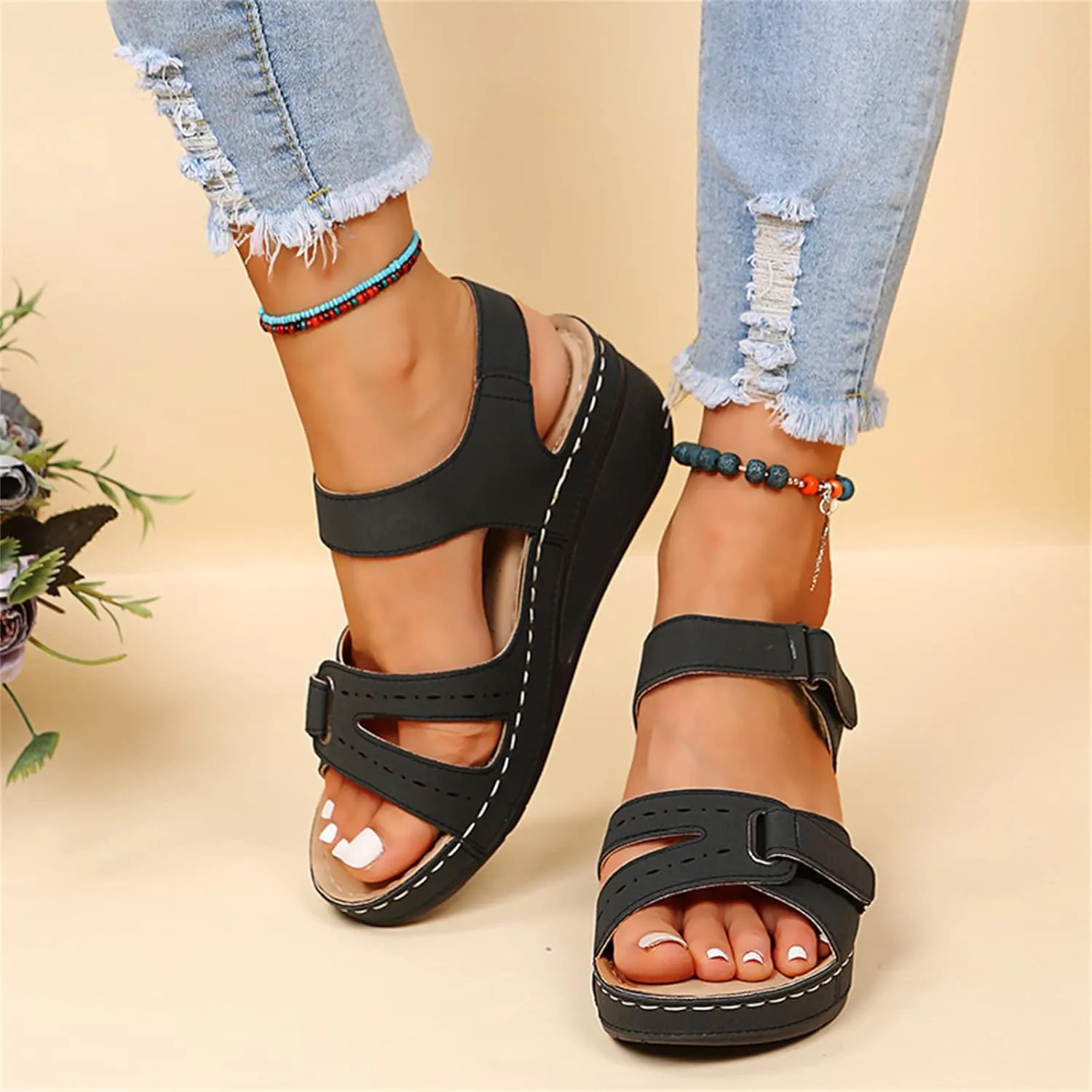 Ladmiple Orthotic Sandals For Women Wide Width Comfortable Walking Summer Orthopedic Slides Flip Flops with Arch Support