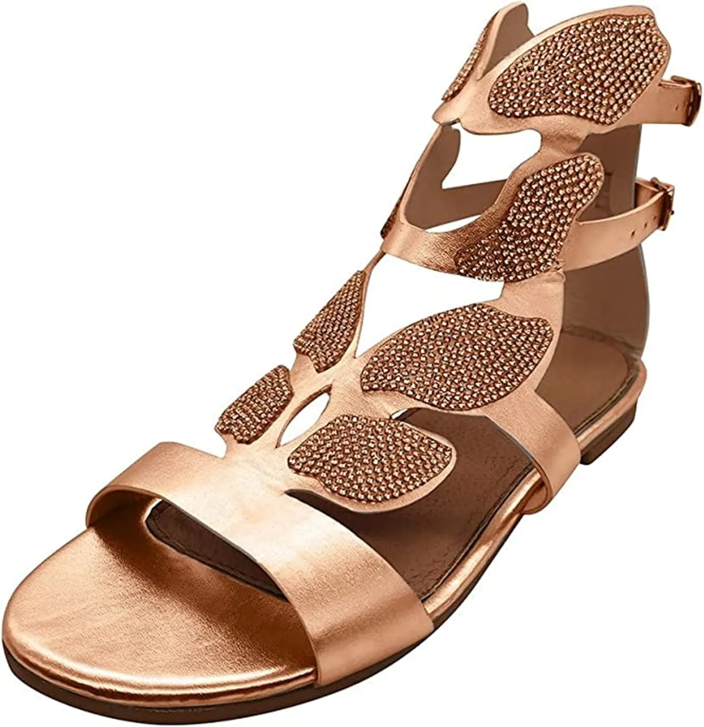 Ladmiple Sandals for Women 2023 Dressy Summer Fashion Strappy Crystal Sandal Casual Beach Party Open Toe Slipppers Shoes