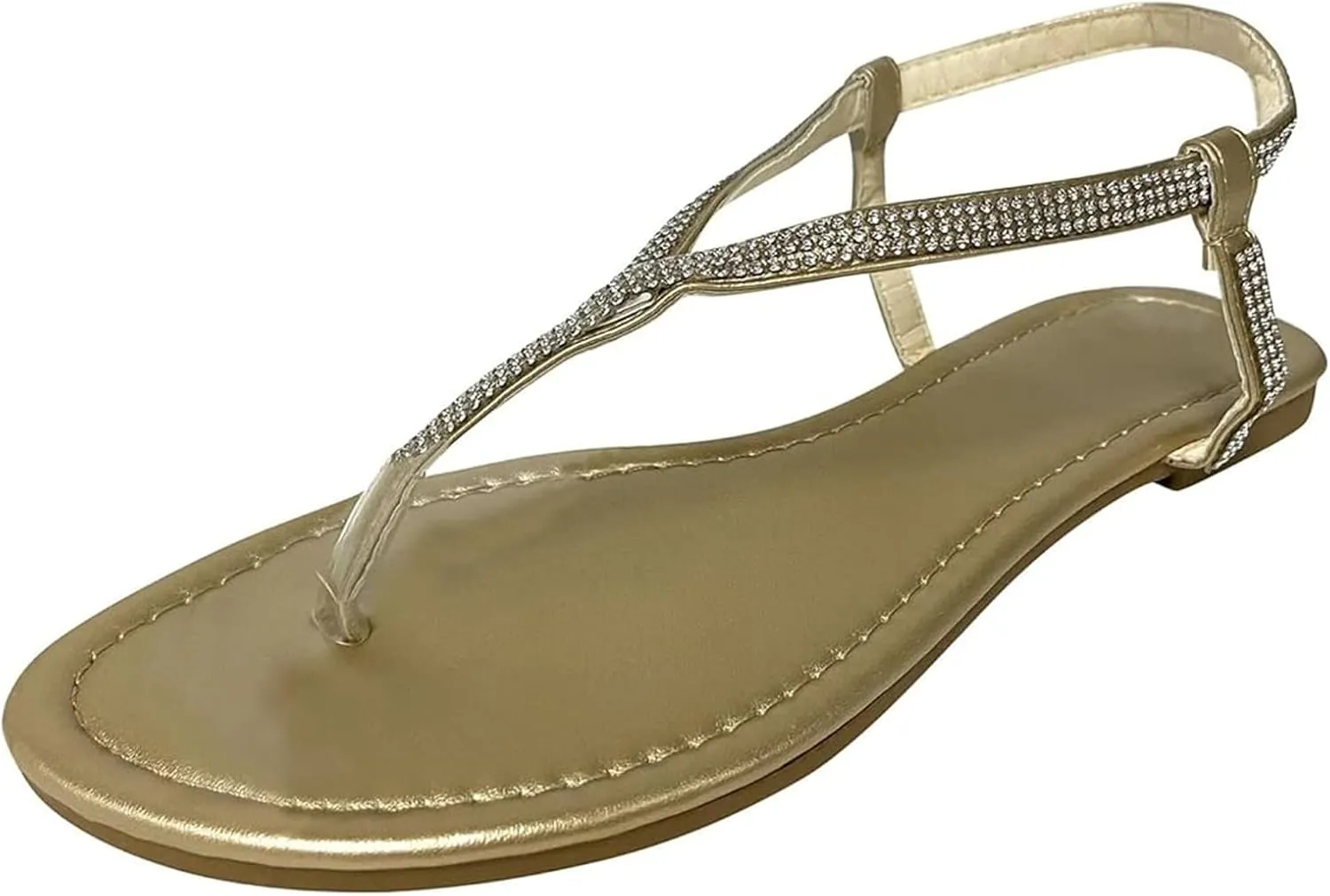 Ladmiple Sandals for Women Dressy,Womens Summer Crystal Flip Flop Gladiator Strappy Sandal Casual Roman Beach Flat Shoes