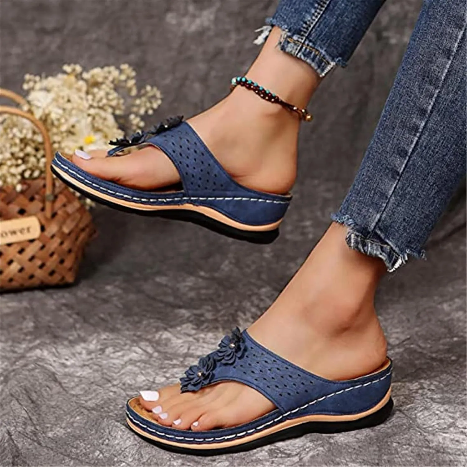 Ladmiple Sandals Women Comfortable Walking Arch Support Orthopedic Slides Slippers Dressy Summer Orthotic Flip Flops