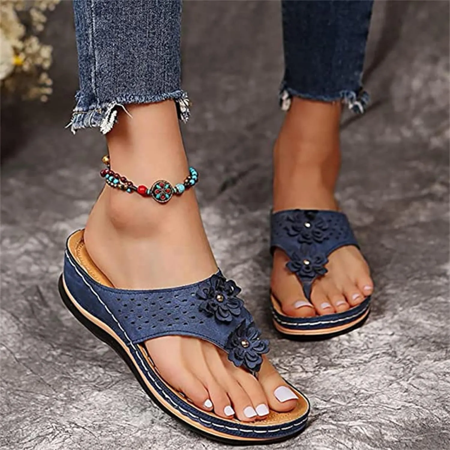Ladmiple Sandals Women Comfortable Walking Arch Support Orthopedic Slides Slippers Dressy Summer Orthotic Flip Flops