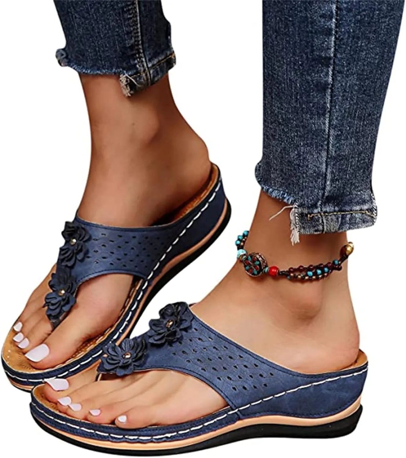 Ladmiple Sandals Women Comfortable Walking Arch Support Orthopedic Slides Slippers Dressy Summer Orthotic Flip Flops