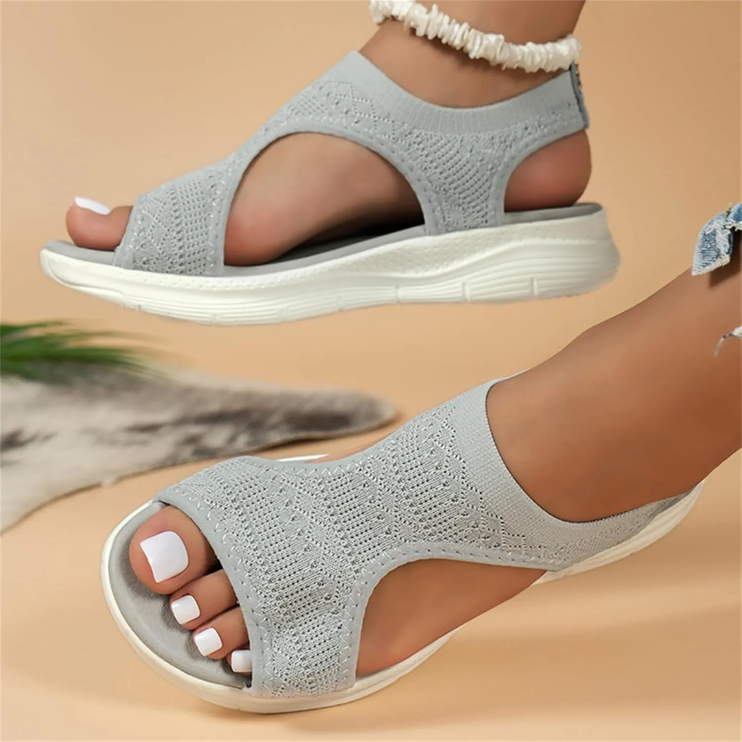Ladmiple Sandals Women Comfortable Walking Orthopedic Arch Support Flip Flops Soft Summer Beach Shoes Dressy Orthotic Slides