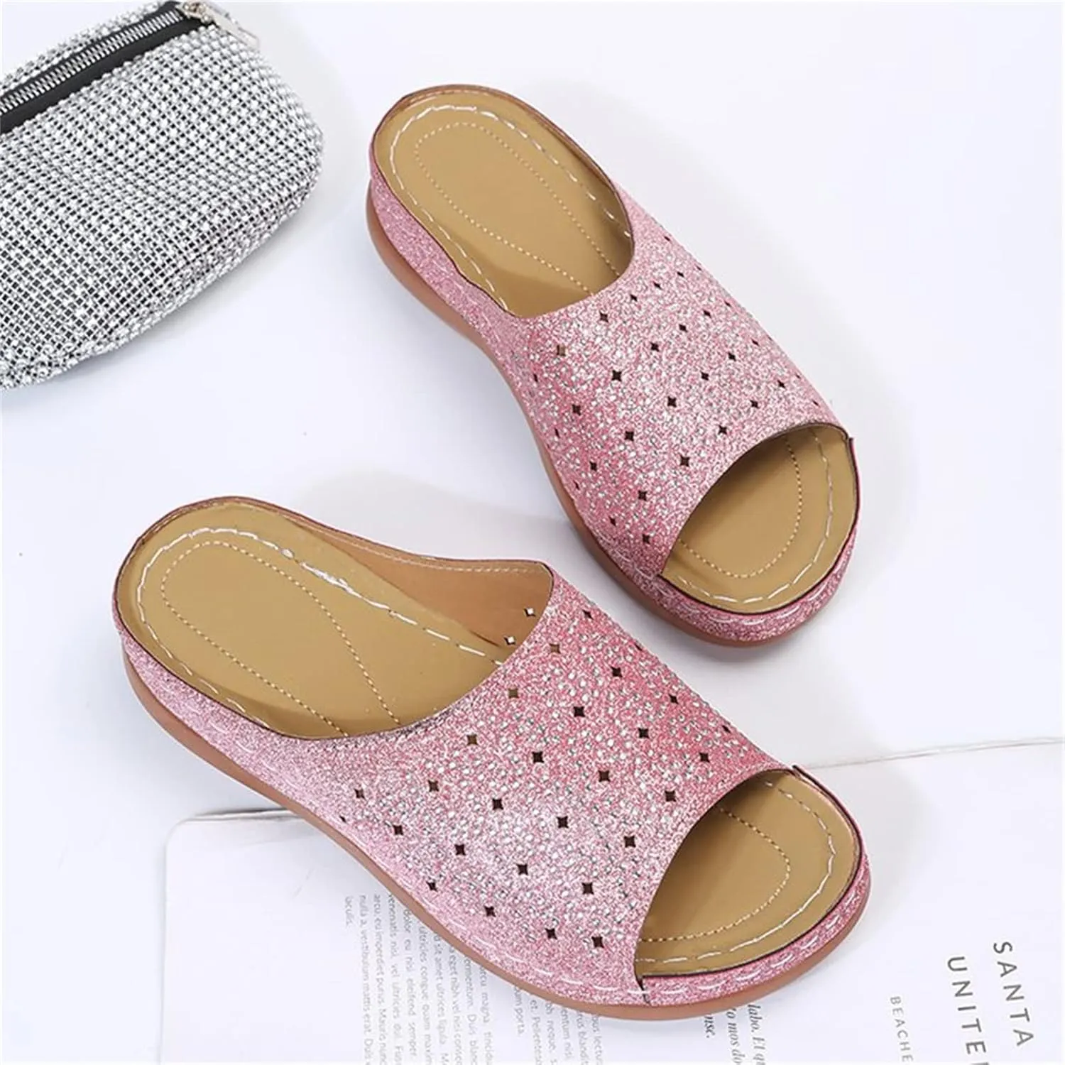 Ladmiple Sandals Women Dressy Comfortable Flat Orthotic Walking Slides Open Toe Arch Support Summer Orthopedic Flip Flops