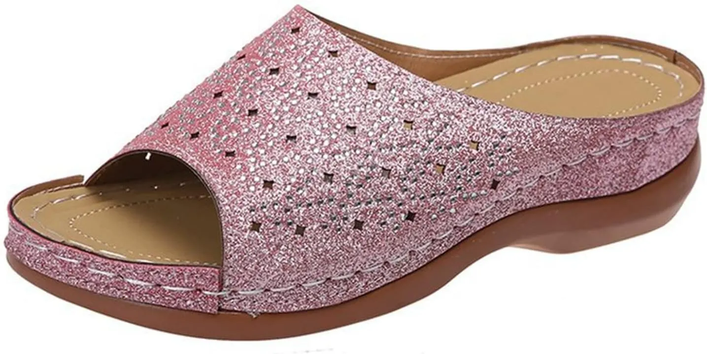 Ladmiple Sandals Women Dressy Comfortable Flat Orthotic Walking Slides Open Toe Arch Support Summer Orthopedic Flip Flops