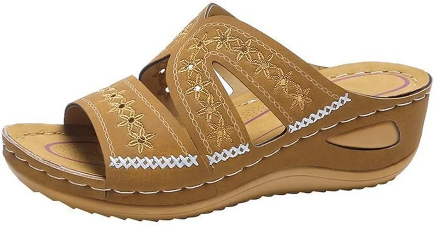 Ladmiple Sandals Women Dressy Summer Flat Walking Comfortable Slip On Orthotic Flip Flops Orthopedic Slides With Arch Support