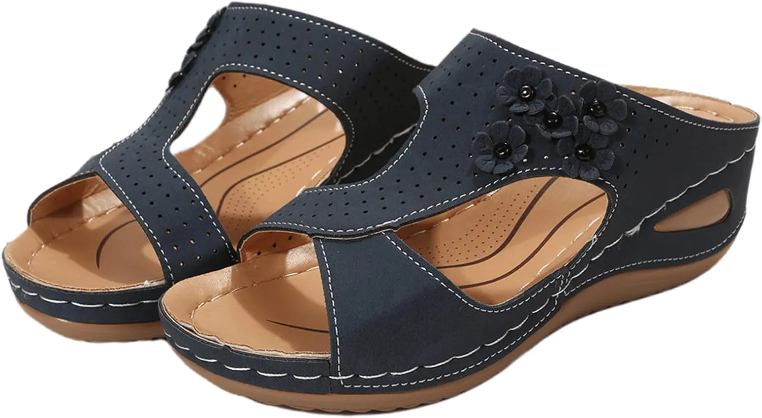 Ladmiple Sandals Women Fashion Flat Orthopedic Walking Slippers Dressy Summer Slip On Orthotic Flip Flops with Arch Support