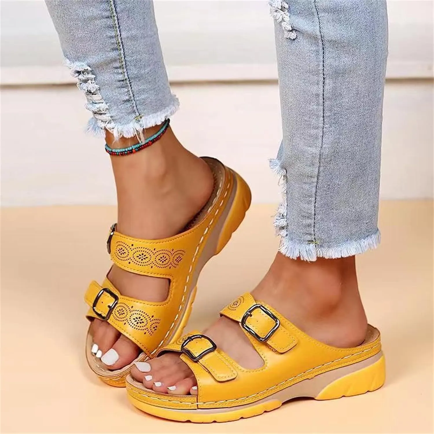 Ladmiple Womens Sandals Comfortable Walking Orthopedic Arch Support Slides Slippers Dressy Summer Casual Orthotic Flip Flops
