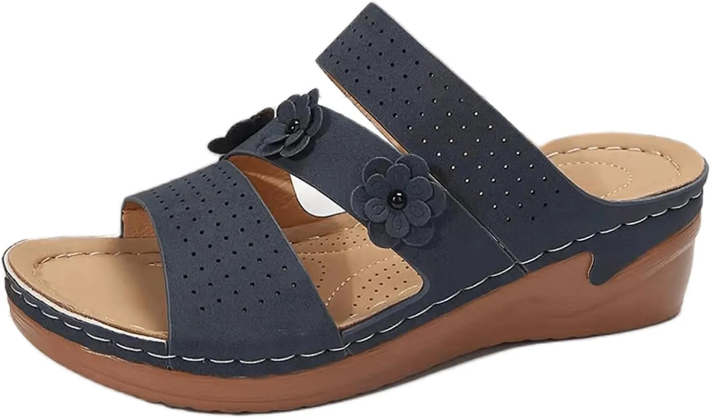Ladmiple Womens Sandals Dressy Flat Arch Support Comfortable Walking Orthopedic Flip Flops Summer Orthotic Slides Beach Shoes
