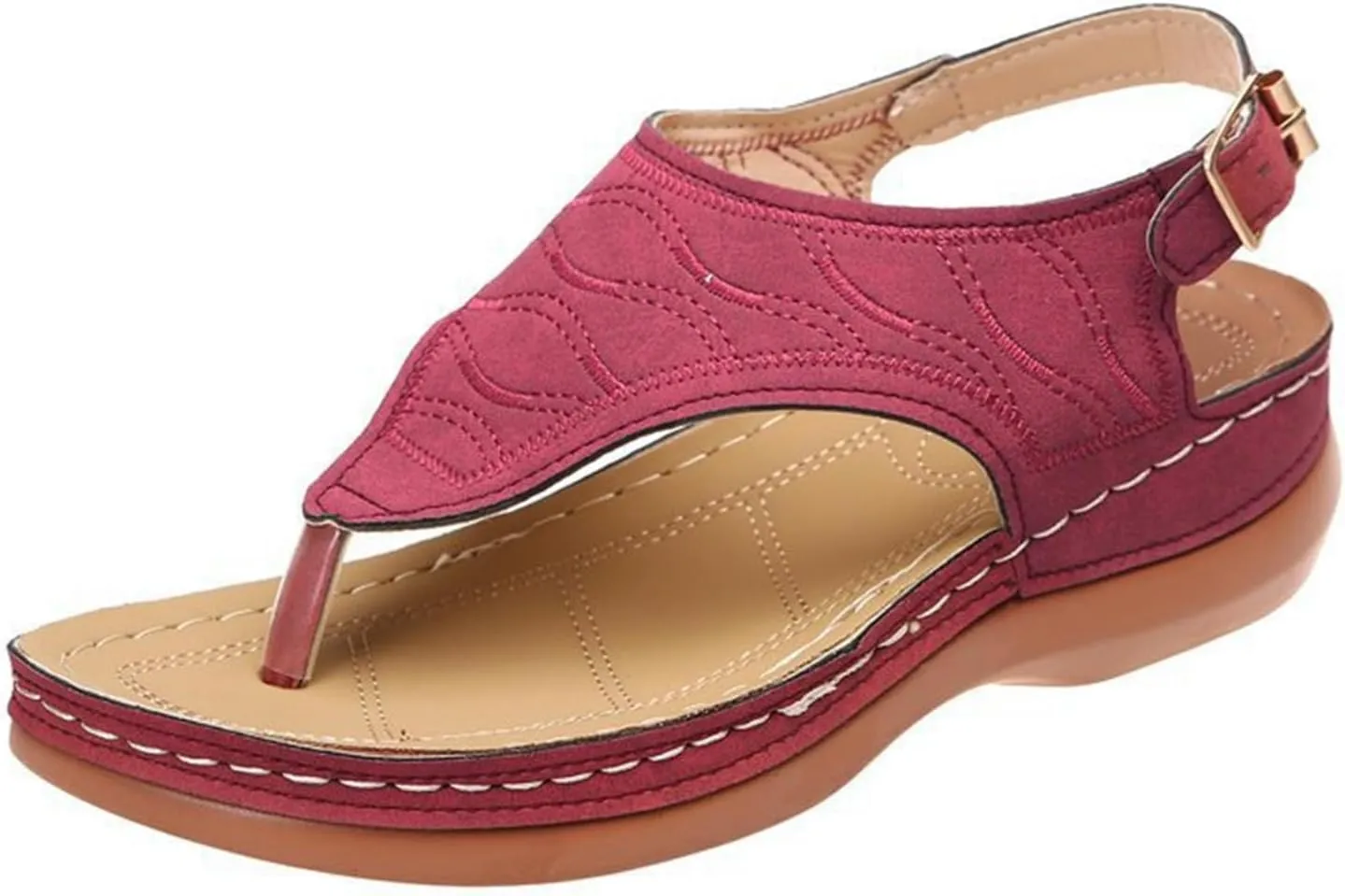 Ladmiple Women's Sandals Wedge Heel Orthotic Slides Comfortable Dressy Summer Orthopedic Thong Flip Flops with Arch Support