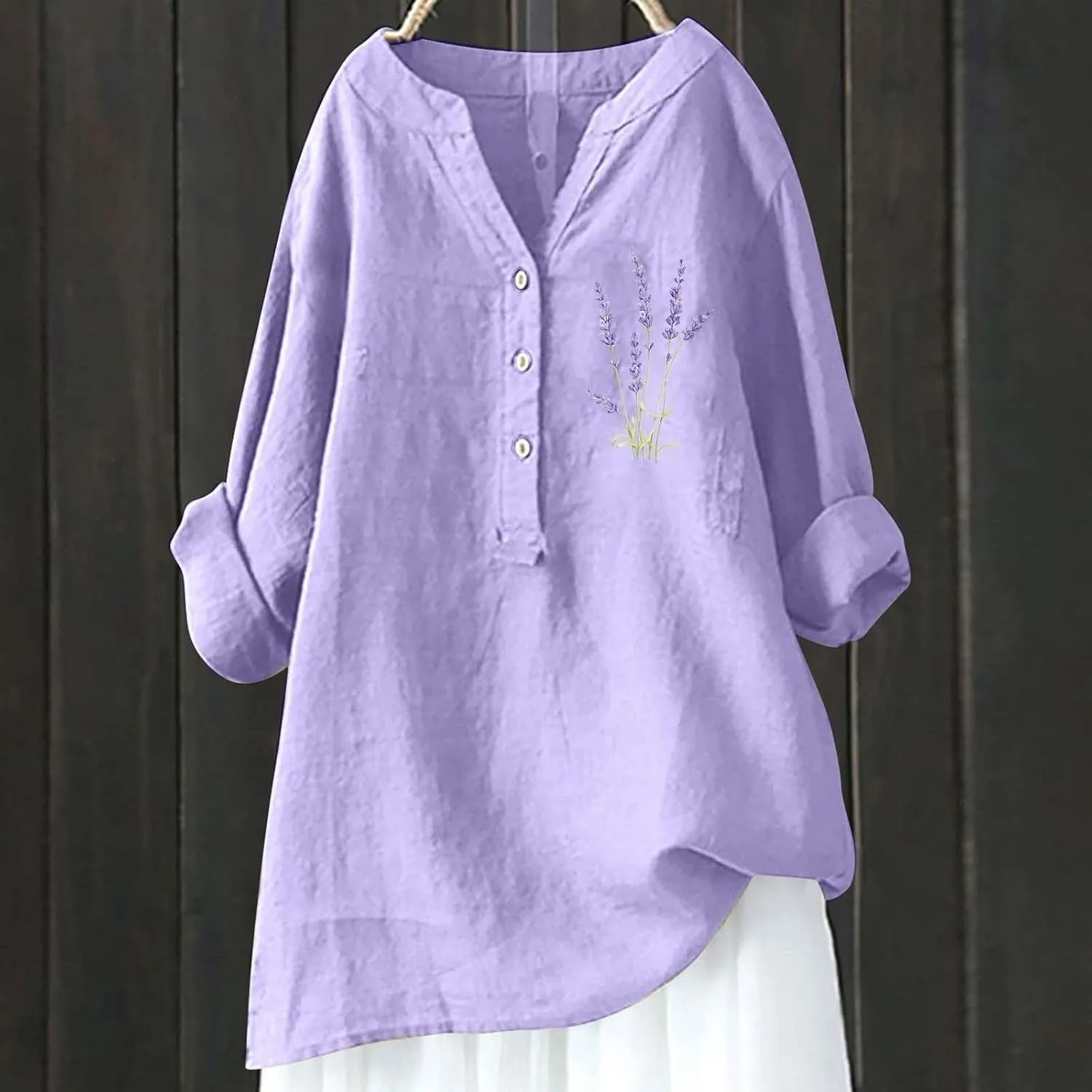 Linen Clothes for Women Linen Clothes for Women Down Blouses Tops Black Button Up Shirt Top Long