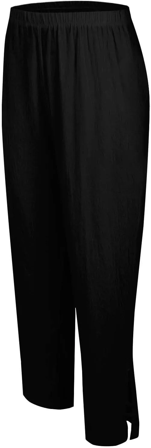 Linen Wide Leg Checkered Trousers Pants Flowy Wide Leg Beach Pants with Pockets Black Linen Black Flowy