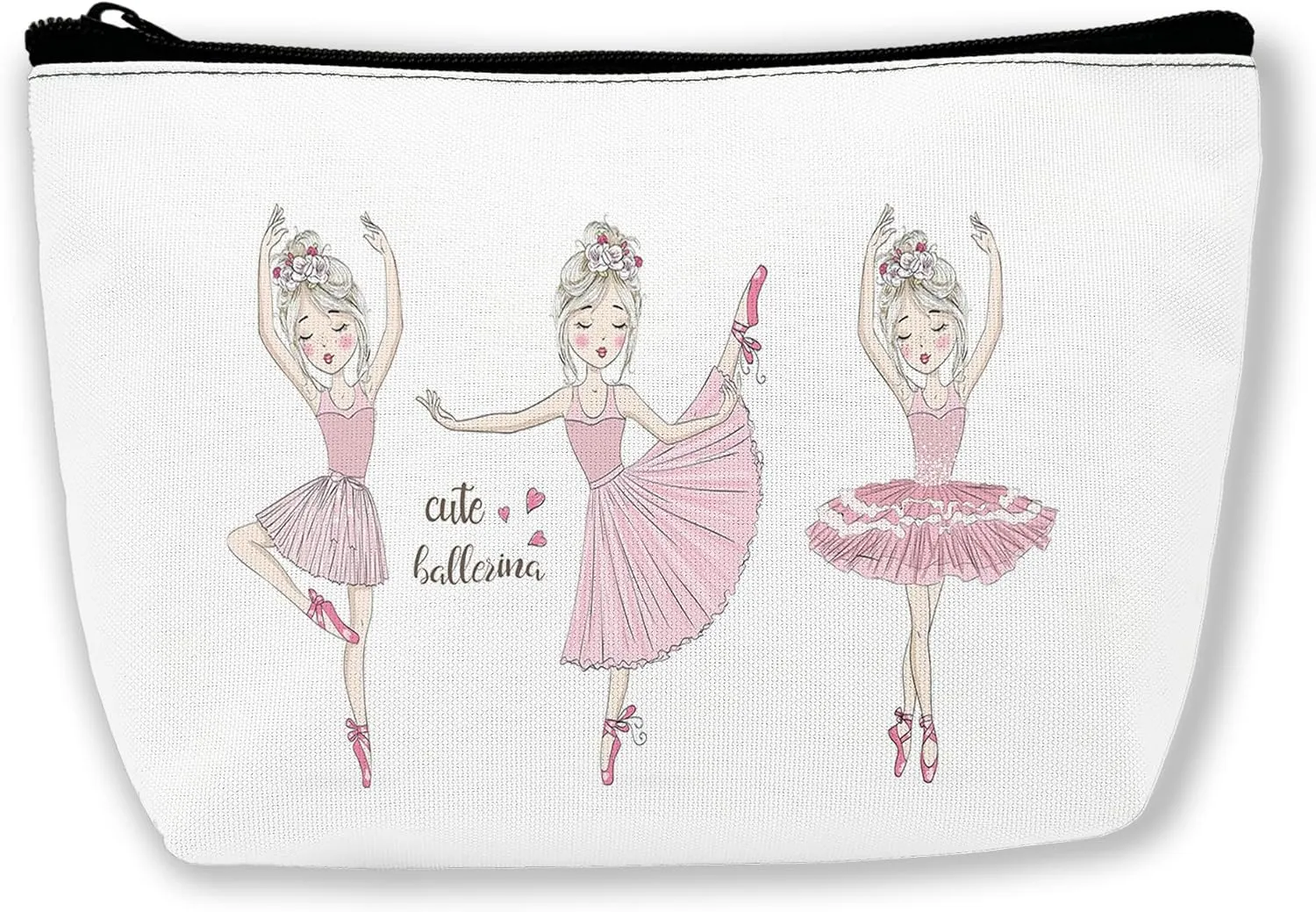 Little Ballerinas Girl Cosmetic Bags Makeup Bags Toiletry Bag Large Capacity Organizer Pouch with Zipper Travel Accessories for Women Girls