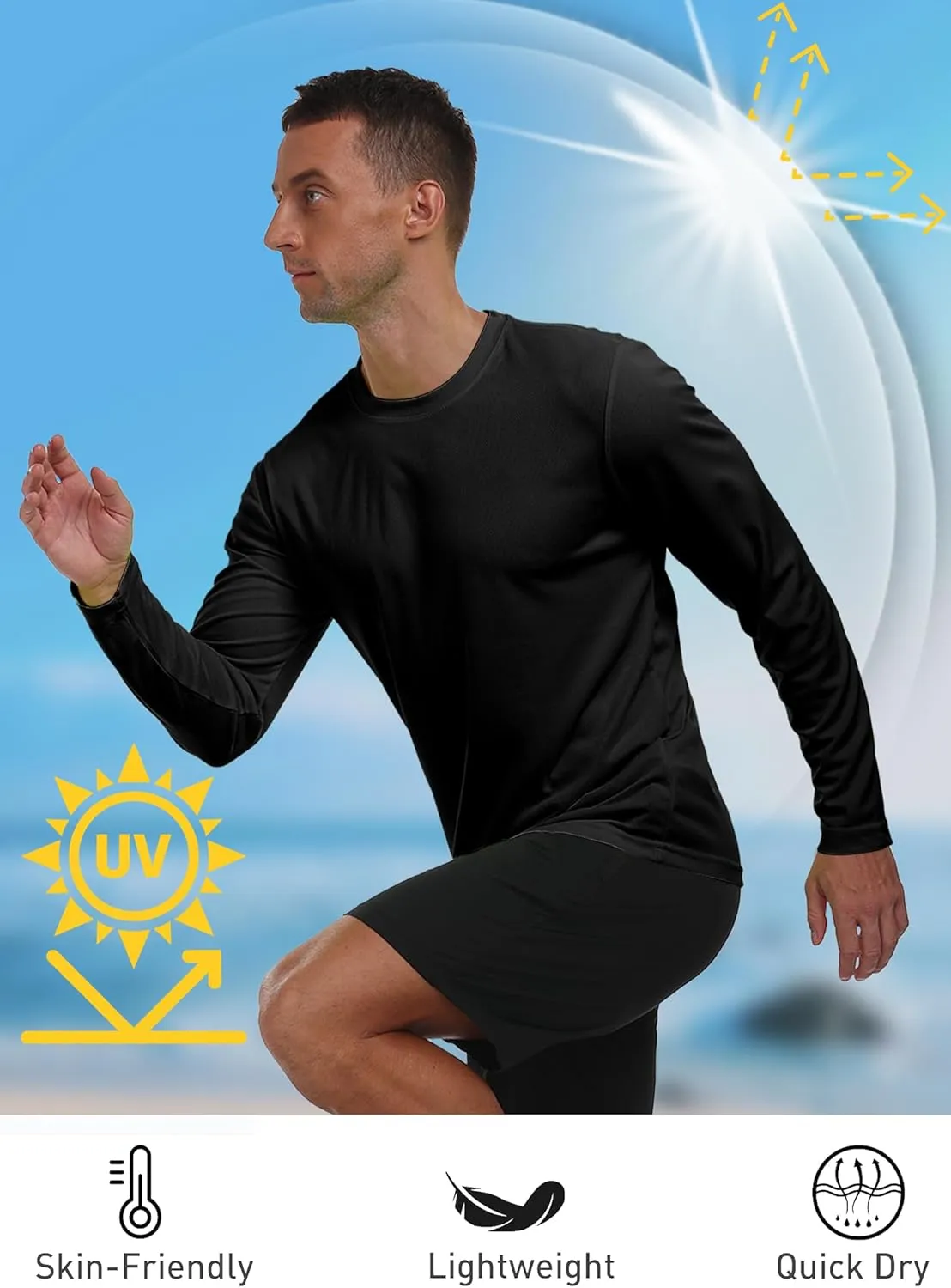 Long Sleeve Shirts for Men UPF 50  UV Protection Rash Guard Fishing Shirts Moisture Wicking Quick Dry Sun Shirts HH2410