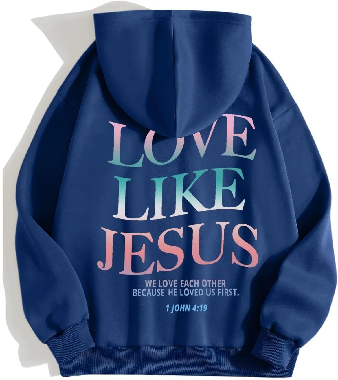 Love Like Jesus Graphic Christian Hoodies for Women Girls Bible Verse Oversized Long Sleeve Pocket Y2K Sweatshirt