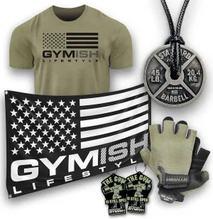 Make a Gift Box for him, Gift Set for Men Contains Workout T-Shirt, Weight Plate Necklace, Gym Lifting Gloves