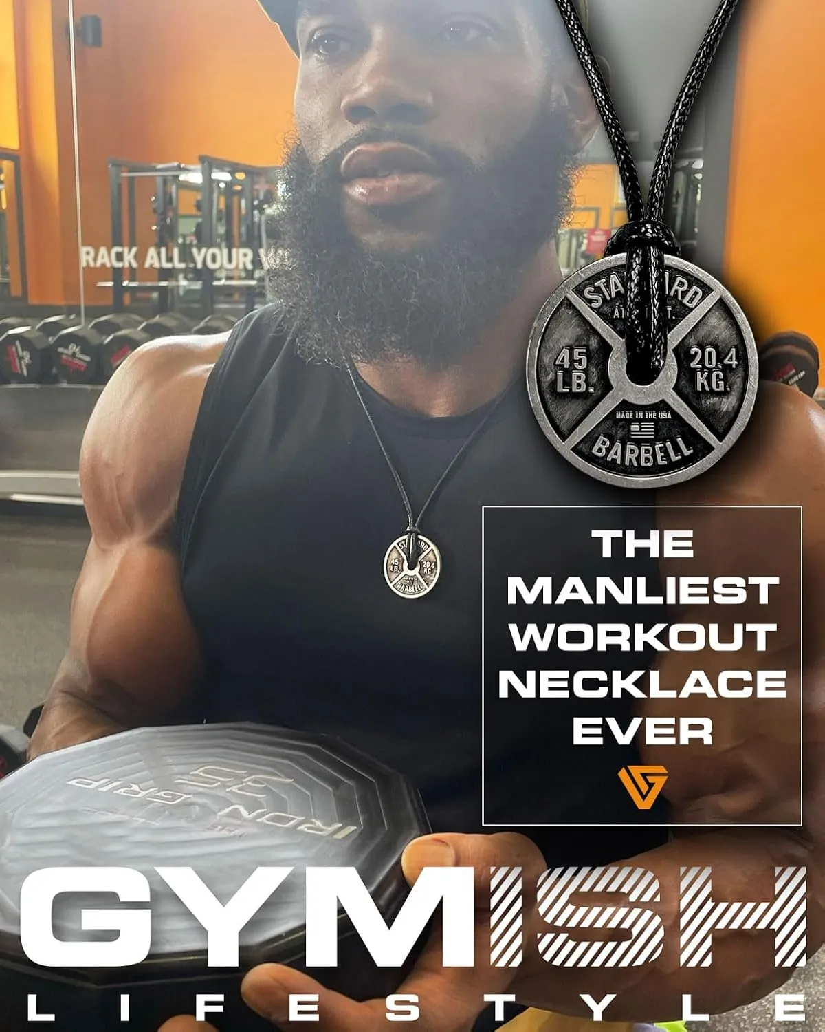 Make a Gift Box for him, Gift Set for Men Contains Workout T-Shirt, Weight Plate Necklace, Gym Lifting Gloves