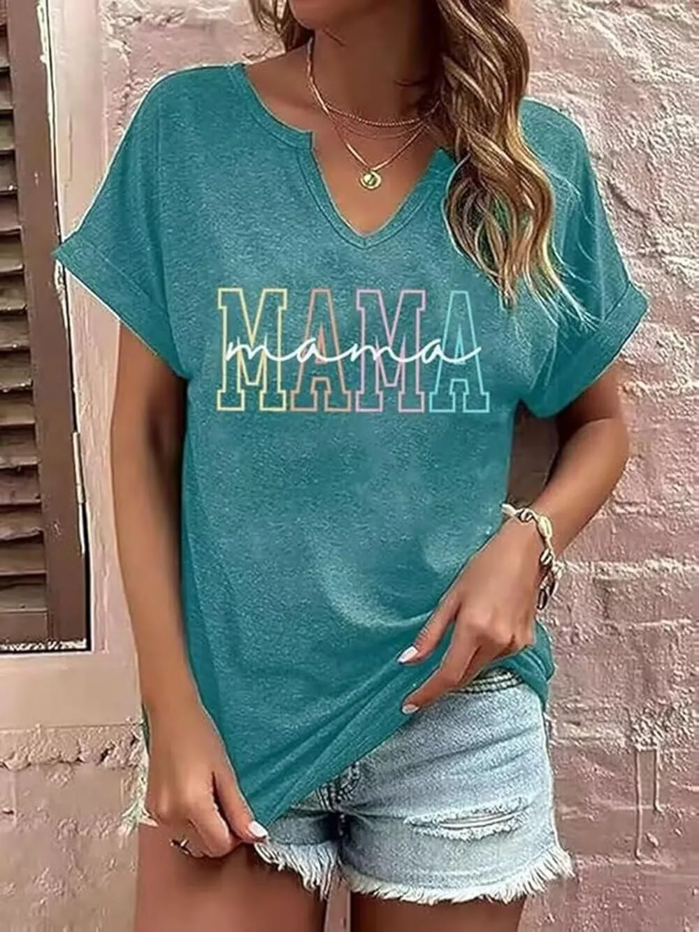 Mama Shirts for Women Floral Mama Letter Printed Mother's Day Shirt Mom Boho Graphic Summer Casual Tee Tops