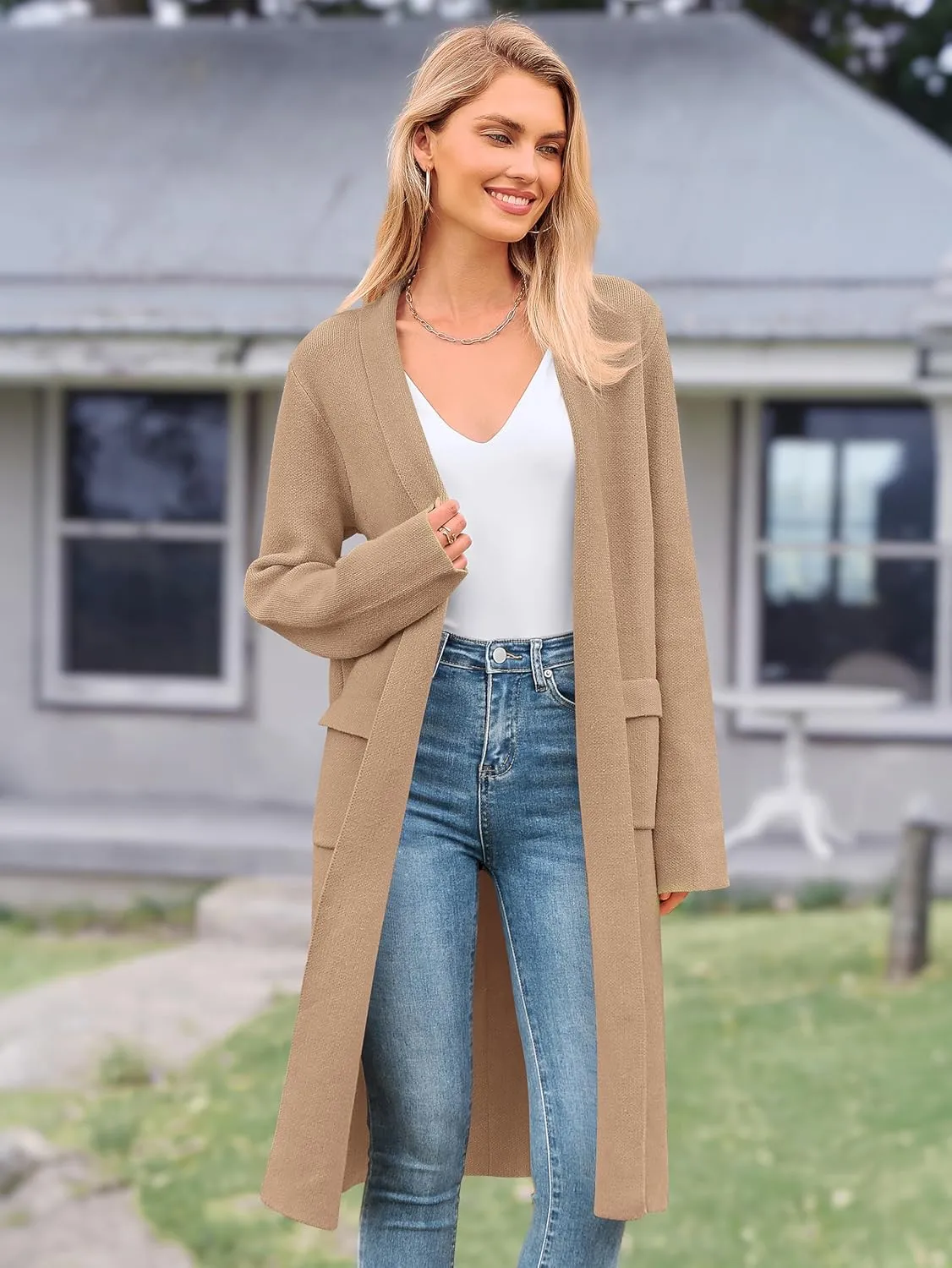 MASCOMODA Open Front Long Cardigan Sweaters for Women Trendy 2025 Fall Winter Oversized Sweater Coats Knit Coatigan Jackets