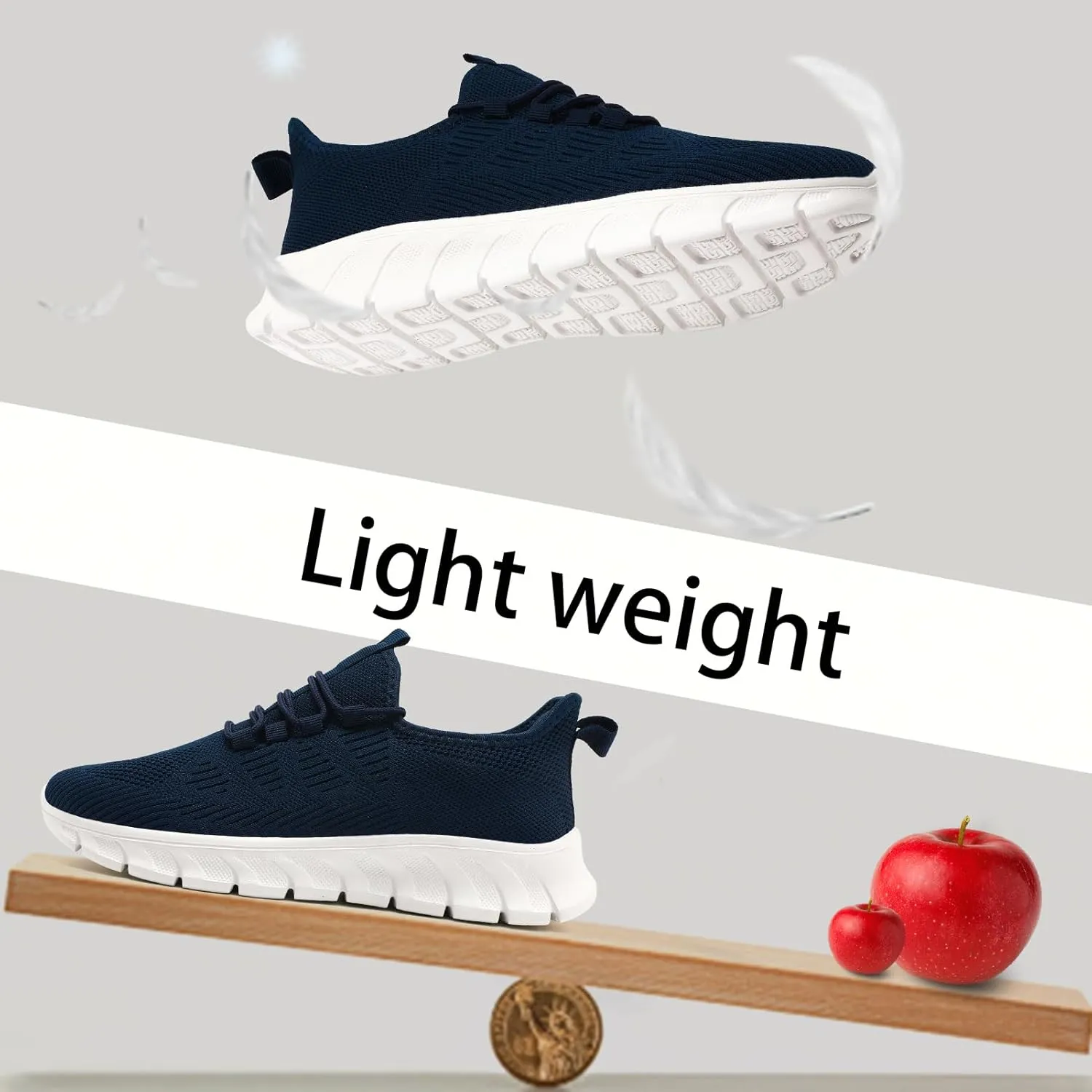 Men Tennis Shoes Running Shoes - Gym Sneakers Shoes Walking Workout Shoes Non Slip Walking Athletic Slip on Breathable Mesh Comfortable Lightweight Casual Fashion Sports Shoes