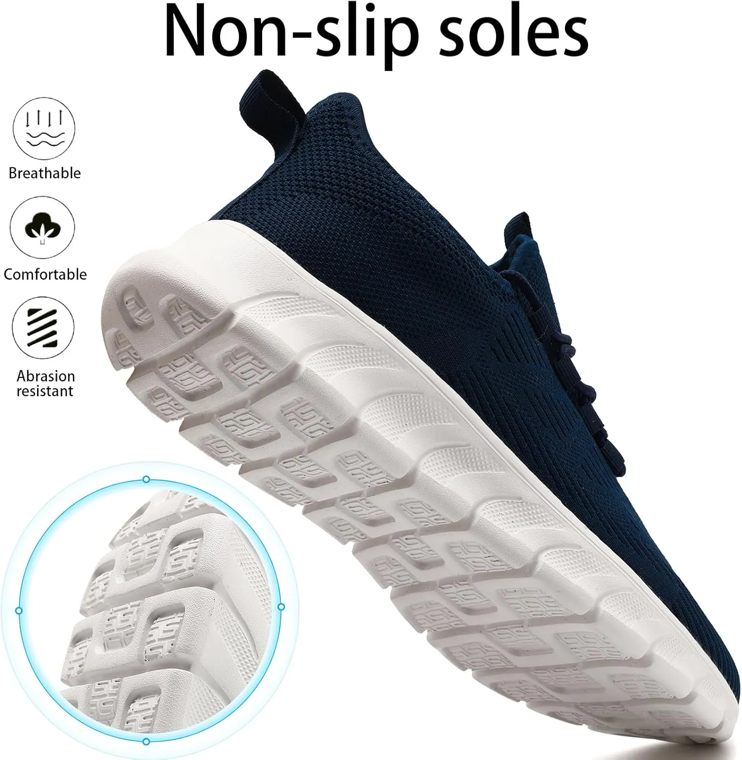 Men Tennis Shoes Running Shoes - Gym Sneakers Shoes Walking Workout Shoes Non Slip Walking Athletic Slip on Breathable Mesh Comfortable Lightweight Casual Fashion Sports Shoes