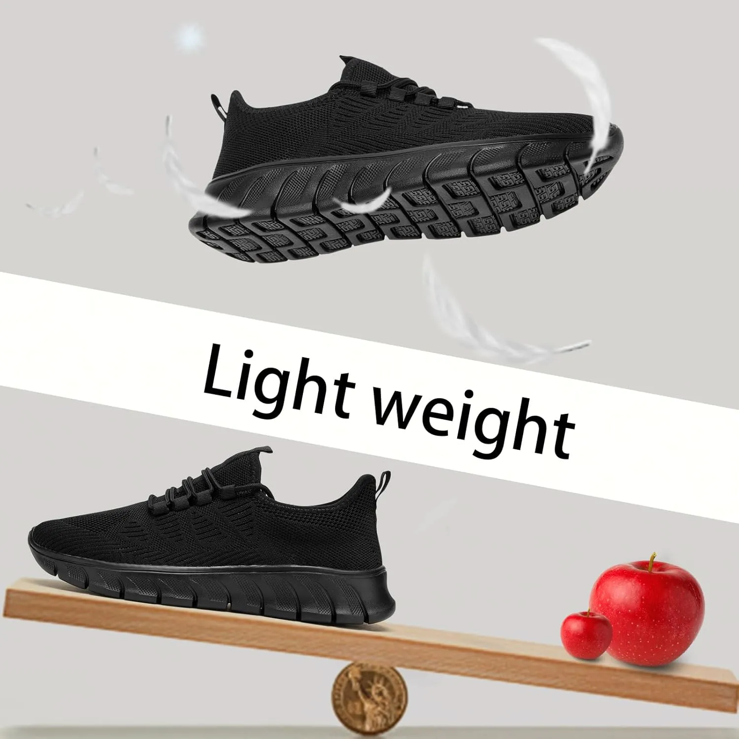 Men Tennis Shoes Running Shoes - Gym Sneakers Shoes Walking Workout Shoes Non Slip Walking Athletic Slip on Breathable Mesh Comfortable Lightweight Casual Fashion Sports Shoes