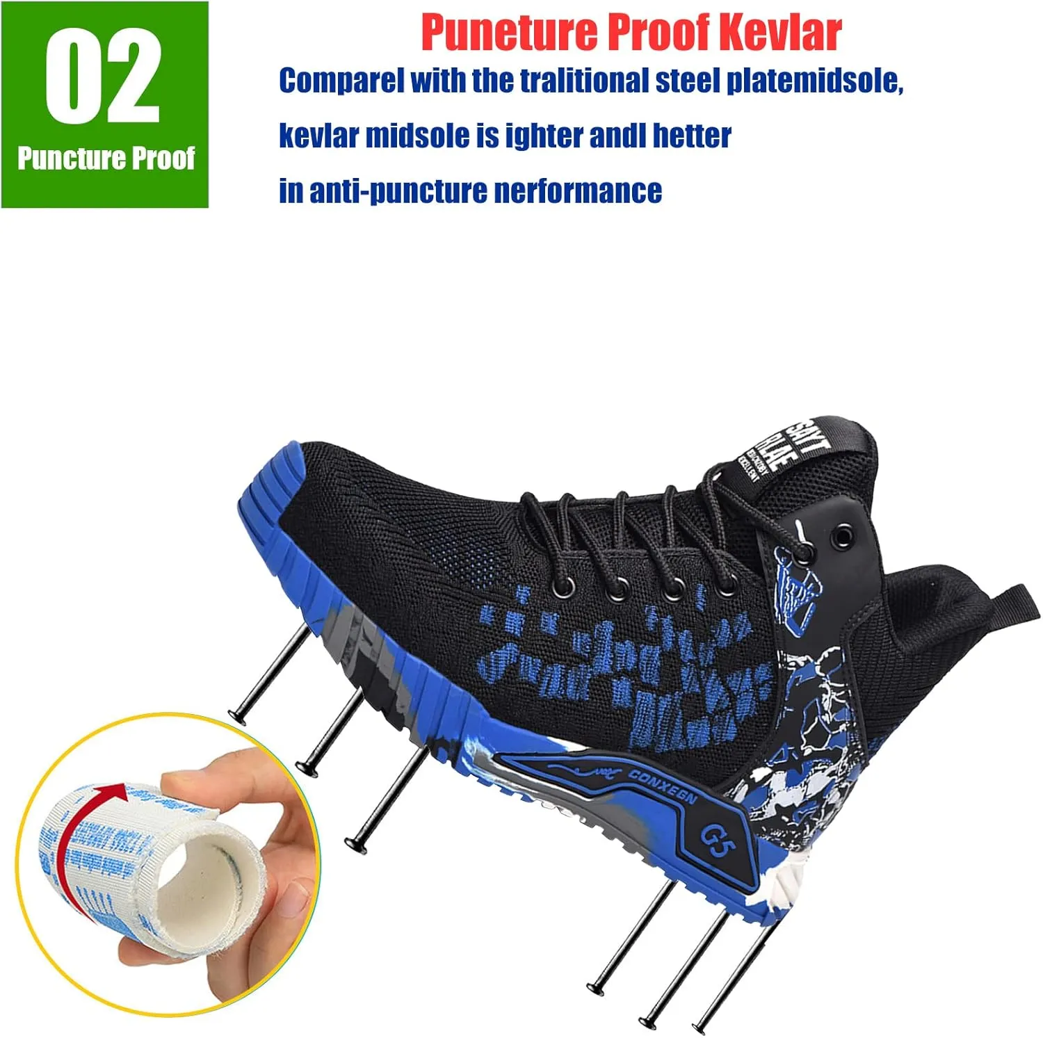 Men Women Indestructible Work ShoesLightweight Safety Shoes Slip Resistant Work Sneaker Breathable Puncture Proof Shoes