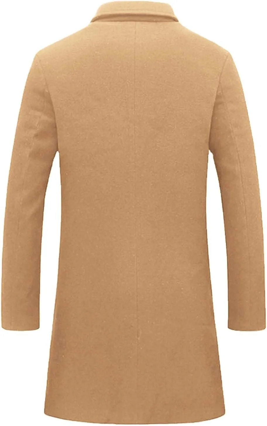 Mens Big and Tall Wool Blend Pea Coats Notched Collar Single Breasted Overcoat Winter Warm Trench Coat Long Jackets