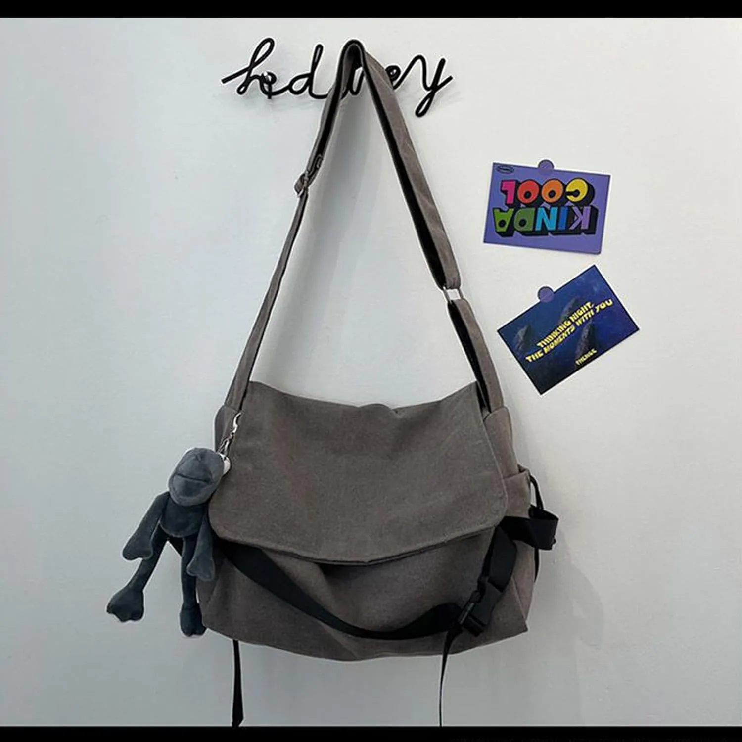 Men's canvas bag, men's and women's Japanese casual crossbody bag, men's large capacity canvas messenger bag