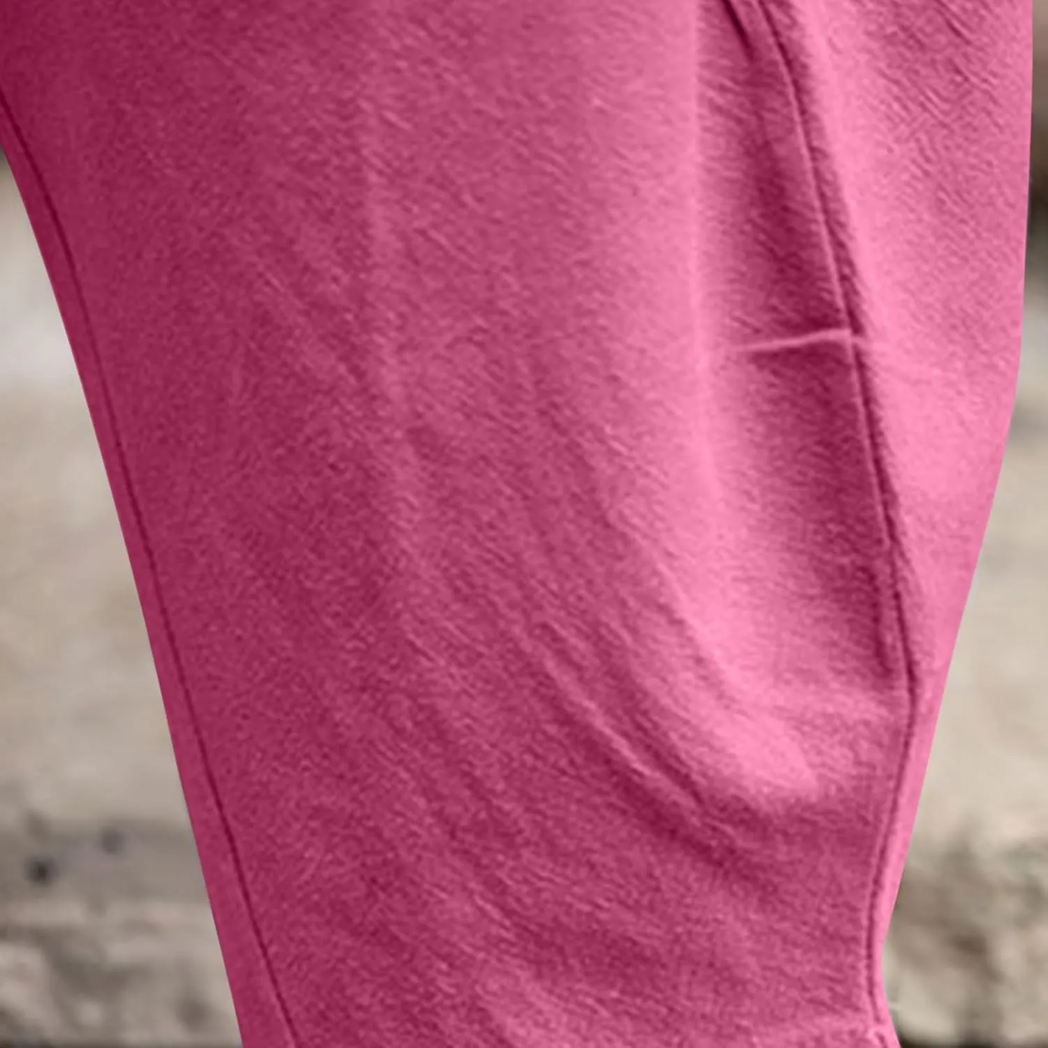 Mens Casual Linen Pants Below Knee Relaxed Fit Wide Leg Baggy Trousers Elastic Waistband Capri Comfy Gym Pants
