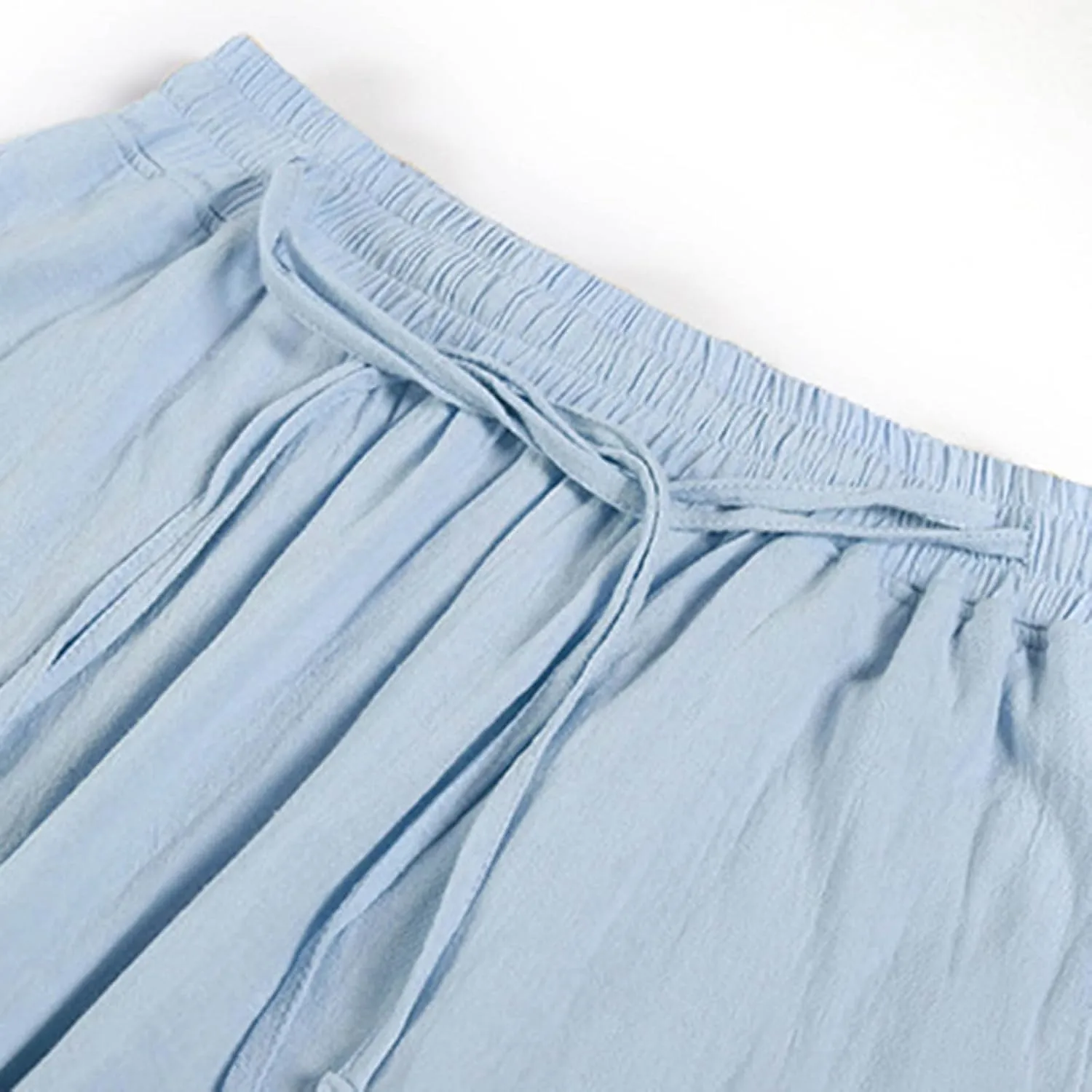 Mens Casual Linen Pants Loose Fit Drawstring Beach Pants with Pockets Lightweight Summer Clothes for Vacation