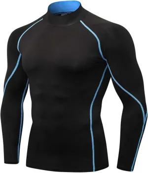 Men's Compression Shirts Long Sleeve Athletic Running Tops Football Turtle Neck Shirts Sport Baselayer Undershirt