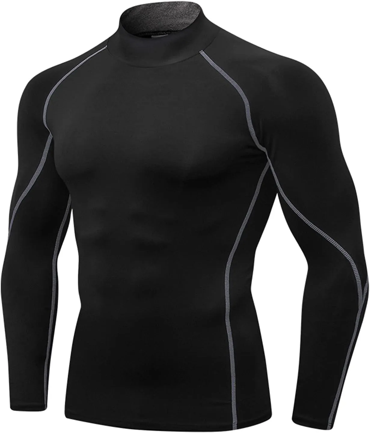 Men's Compression Shirts Long Sleeve Athletic Running Tops Football Turtle Neck Shirts Sport Baselayer Undershirt