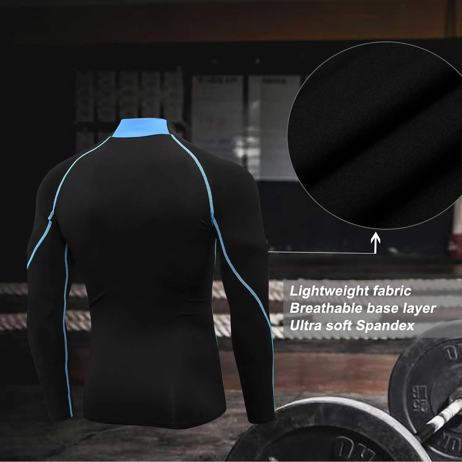 Men's Compression Shirts Long Sleeve Athletic Running Tops Football Turtle Neck Shirts Sport Baselayer Undershirt