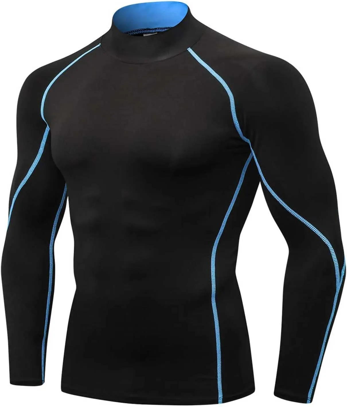 Men's Compression Shirts Long Sleeve Athletic Running Tops Football Turtle Neck Shirts Sport Baselayer Undershirt