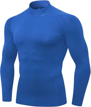 Men's Compression Shirts Long Sleeve Athletic Running Tops Football Turtle Neck Shirts Sport Baselayer Undershirt