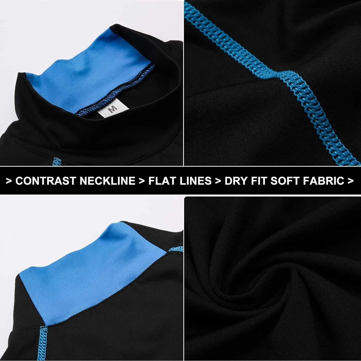 Men's Compression Shirts Long Sleeve Athletic Running Tops Football Turtle Neck Shirts Sport Baselayer Undershirt