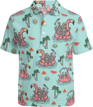 Men's Funny Golf Shirts Hawaiian Polo Shirts Short Sleeve Performance Moisture Wicking Dry Fit Beach Summer Golf Polo Shirts