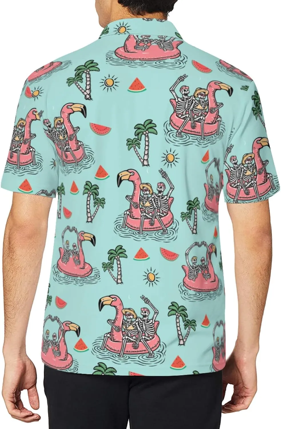 Men's Funny Golf Shirts Hawaiian Polo Shirts Short Sleeve Performance Moisture Wicking Dry Fit Beach Summer Golf Polo Shirts