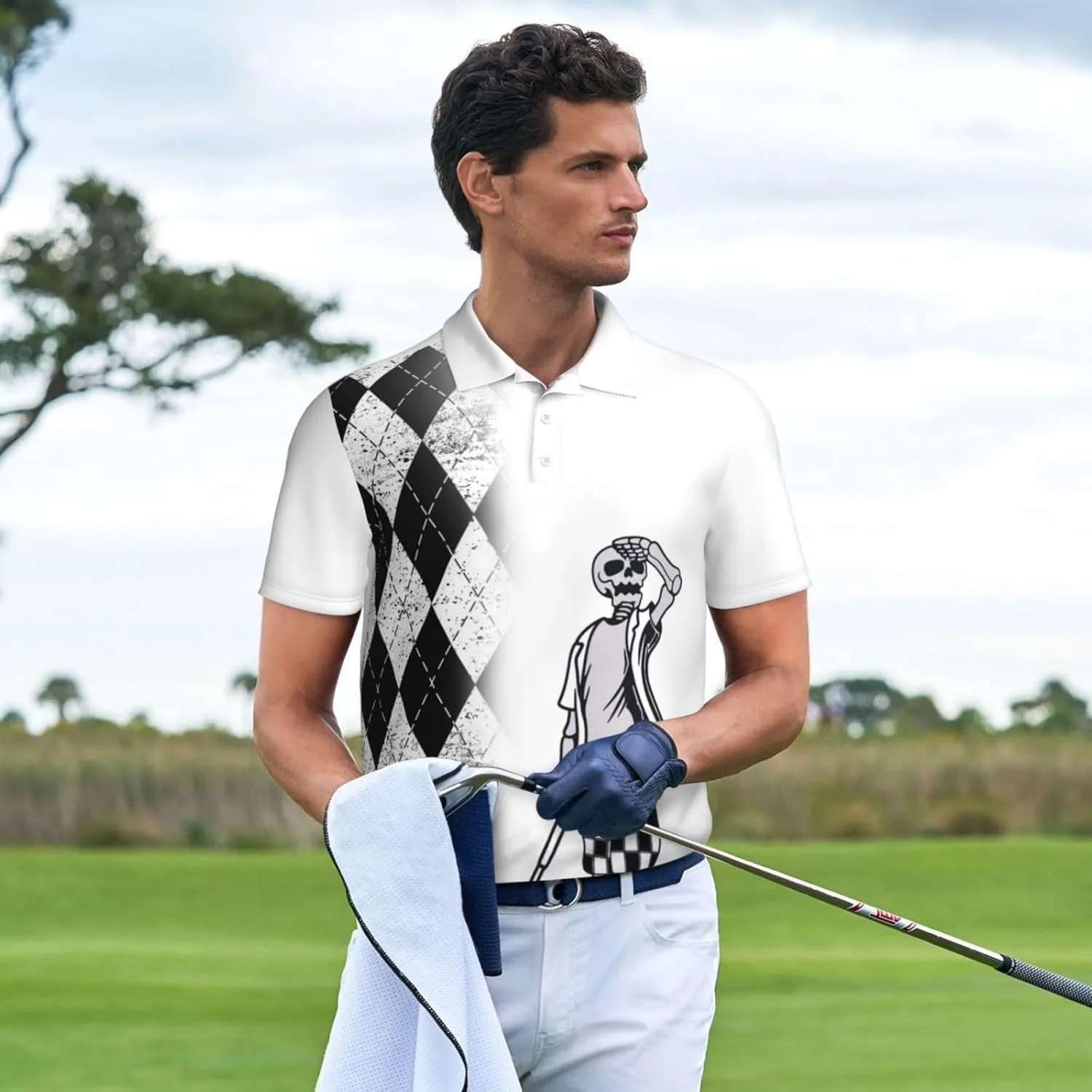 Men's Funny Golf Shirts Hawaiian Polo Shirts Short Sleeve Performance Moisture Wicking Dry Fit Beach Summer Golf Polo Shirts