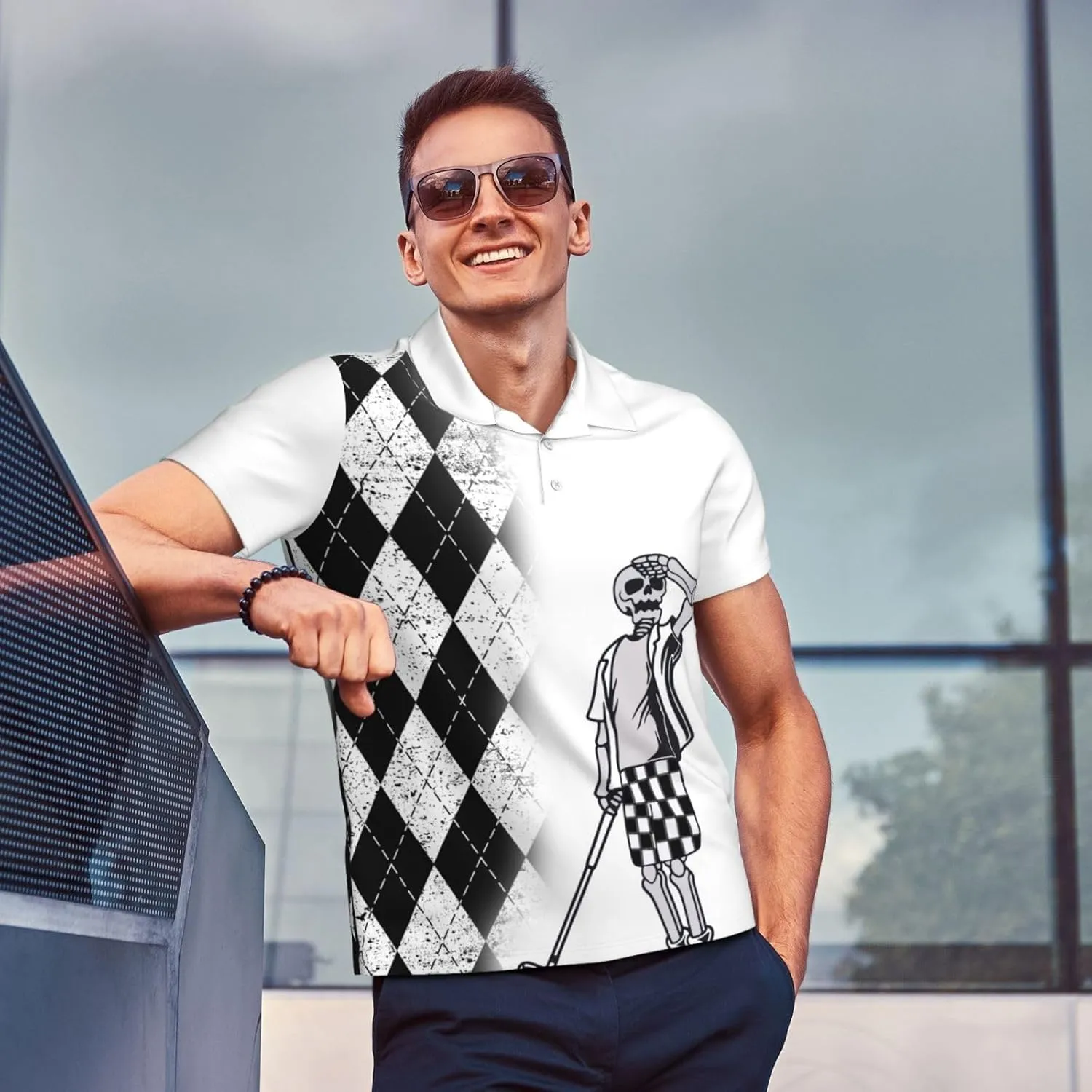 Men's Funny Golf Shirts Hawaiian Polo Shirts Short Sleeve Performance Moisture Wicking Dry Fit Beach Summer Golf Polo Shirts