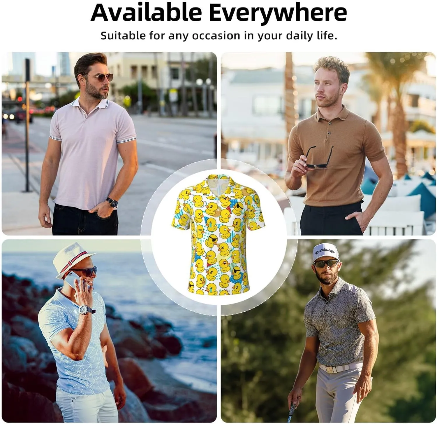Mens Golf Shirts Funny Golf Shirts for Men Polo Shirts Casual Short Sleeve Performance Moisture Wicking Quick Dry Fit Polos