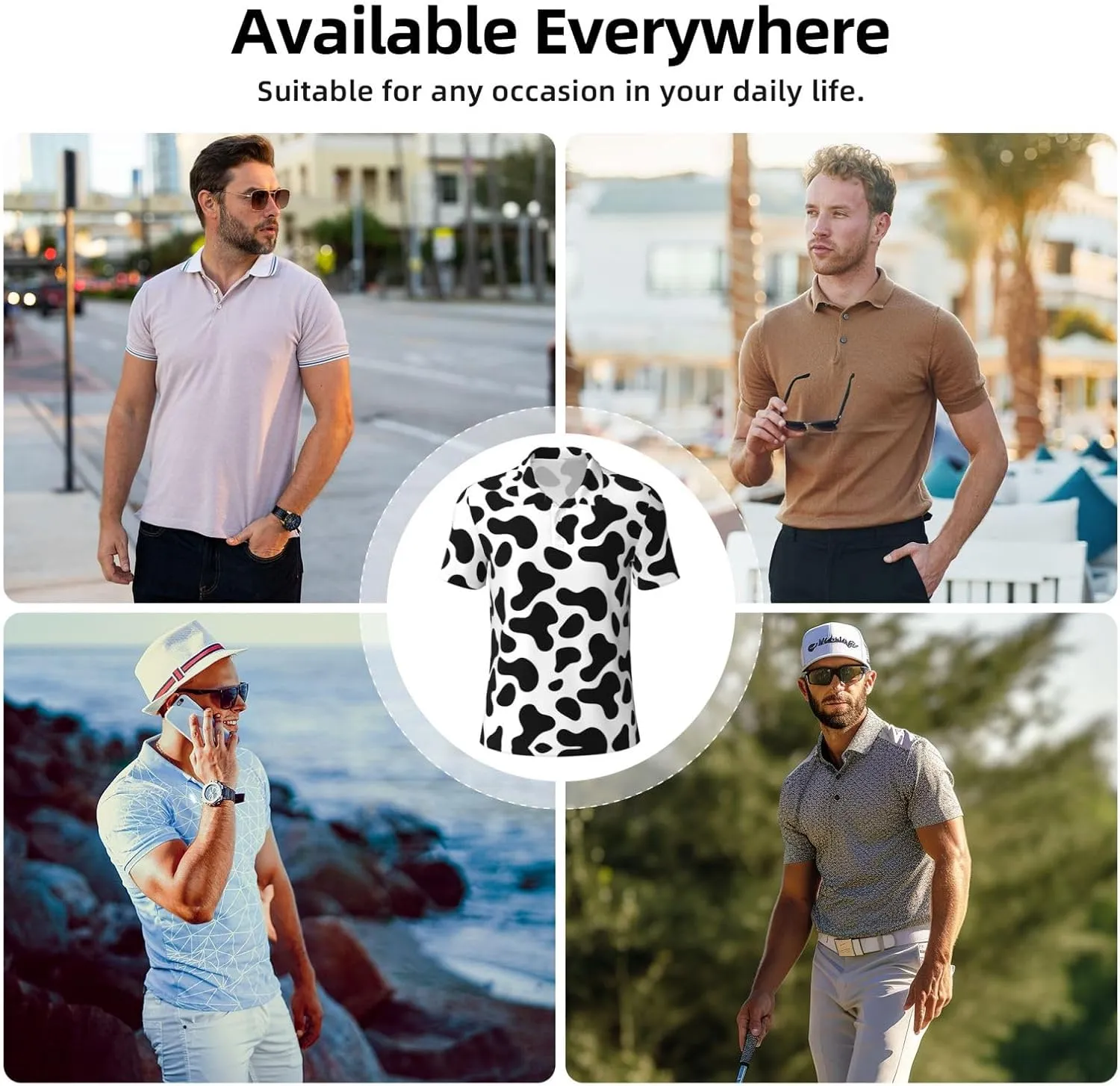 Mens Golf Shirts Funny Golf Shirts for Men Polo Shirts Casual Short Sleeve Performance Moisture Wicking Quick Dry Fit Polos