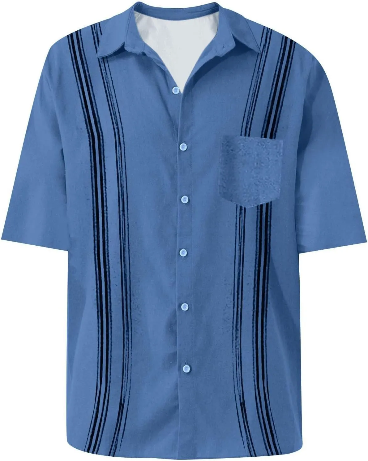 Men's Linen Shirts Short Sleeve Hawaiian Summer Button down T Shirts Vacation Beach Tops Casual Plus Size Tops
