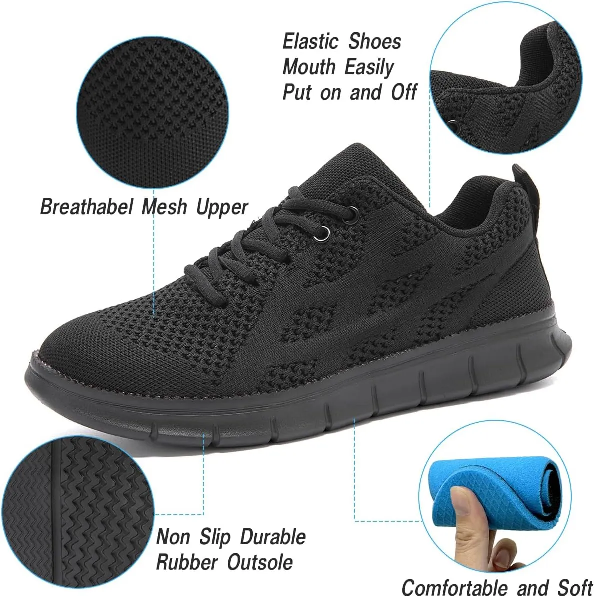 Mens Running Shoes Slip On Sneakers Walking Tennis Gym Athletic Sports Fashion Casual Breathable Shoes