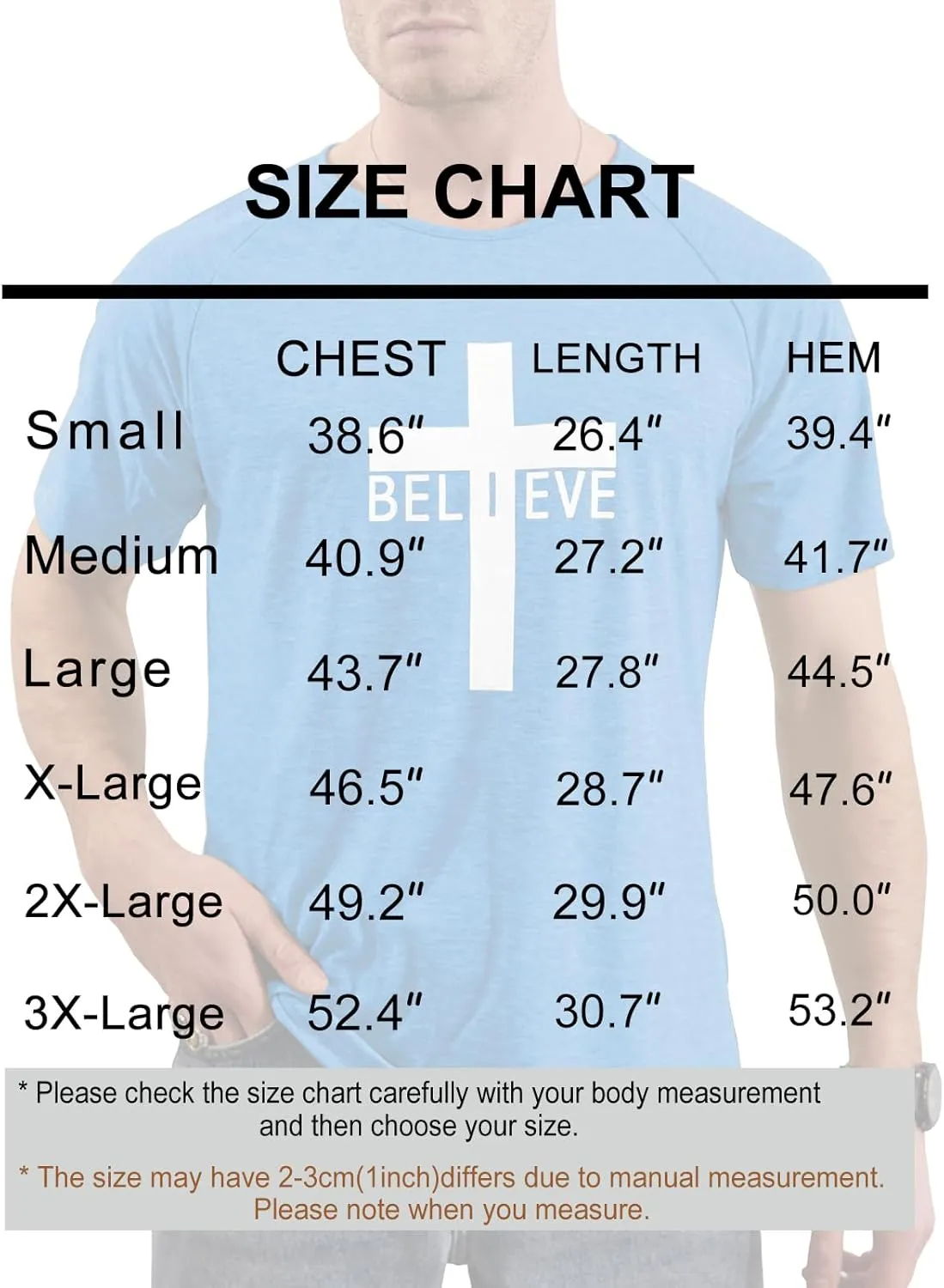 Men's Short Sleeve Crewneck Graphic Tee Believe Cross Print Christian Shirts Workout Shirts