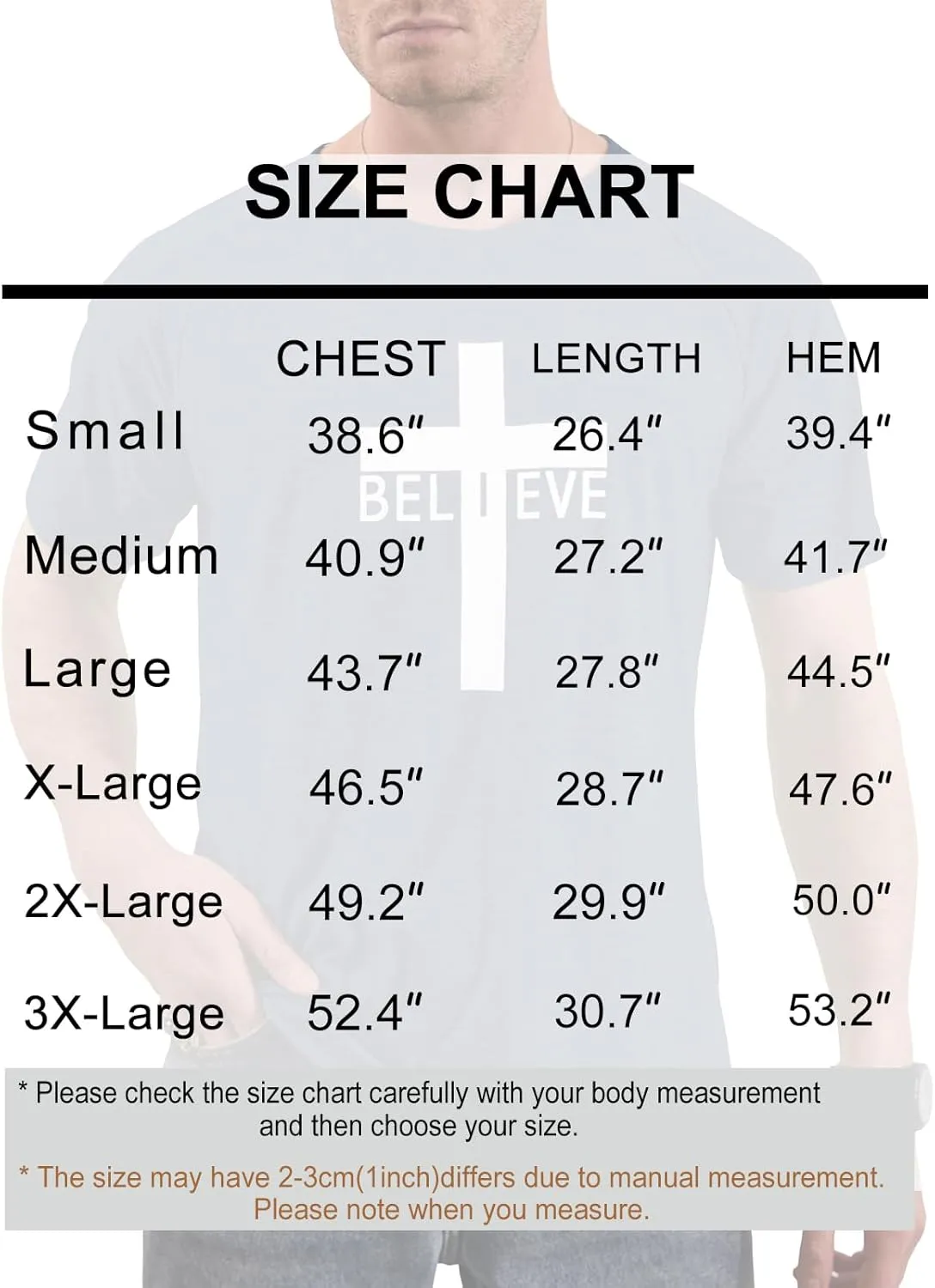 Men's Short Sleeve Crewneck Graphic Tee Believe Cross Print Christian Shirts Workout Shirts